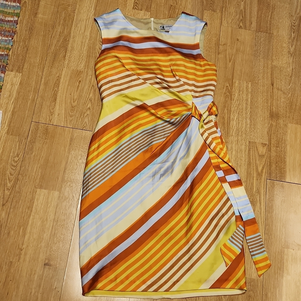 Leslie Fay silky striped dress sz 6